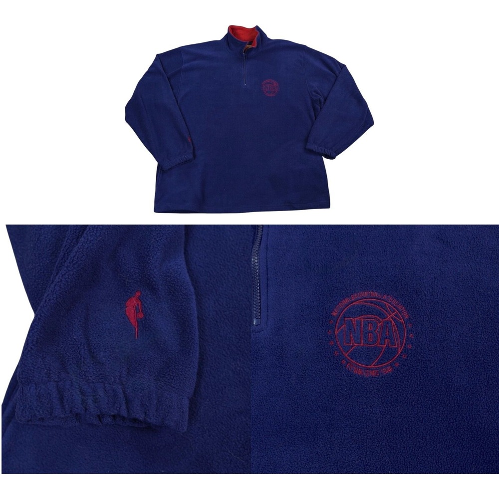 Vintage NBA Fleece‎ Jacket Large Navy Blue  Gold Label Logos Korea